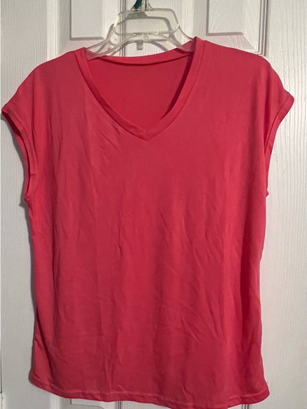 Women’s V-Neck Short Sleeve Top - coral